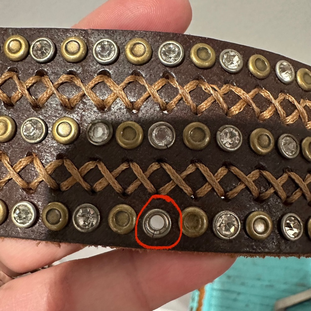 Bed Stu Tuscan Brown Stud Bling Leather Belt Size Small - Picture 3 of 5